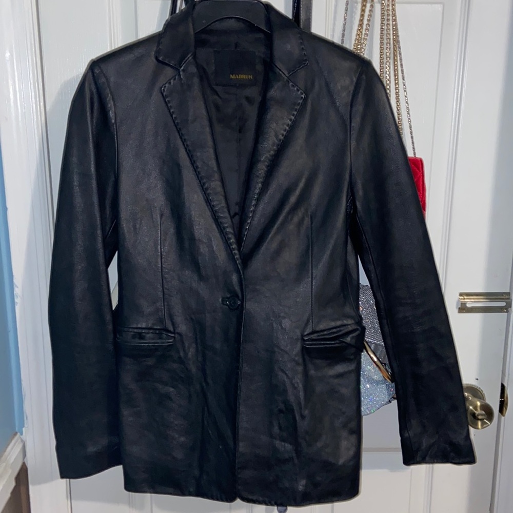 Mabrun black leather jacket, medium size